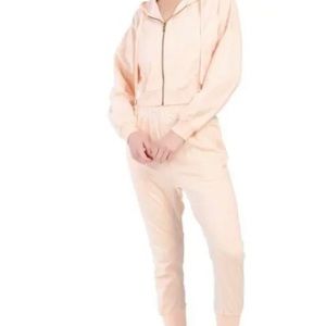 YOUNG FABULOUS BROKE Women petit Medium Peach Crop Hoodie and pants Full Zip